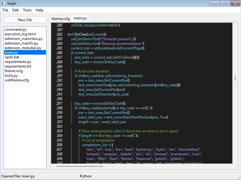 XediX Python Text Editor Screenshot